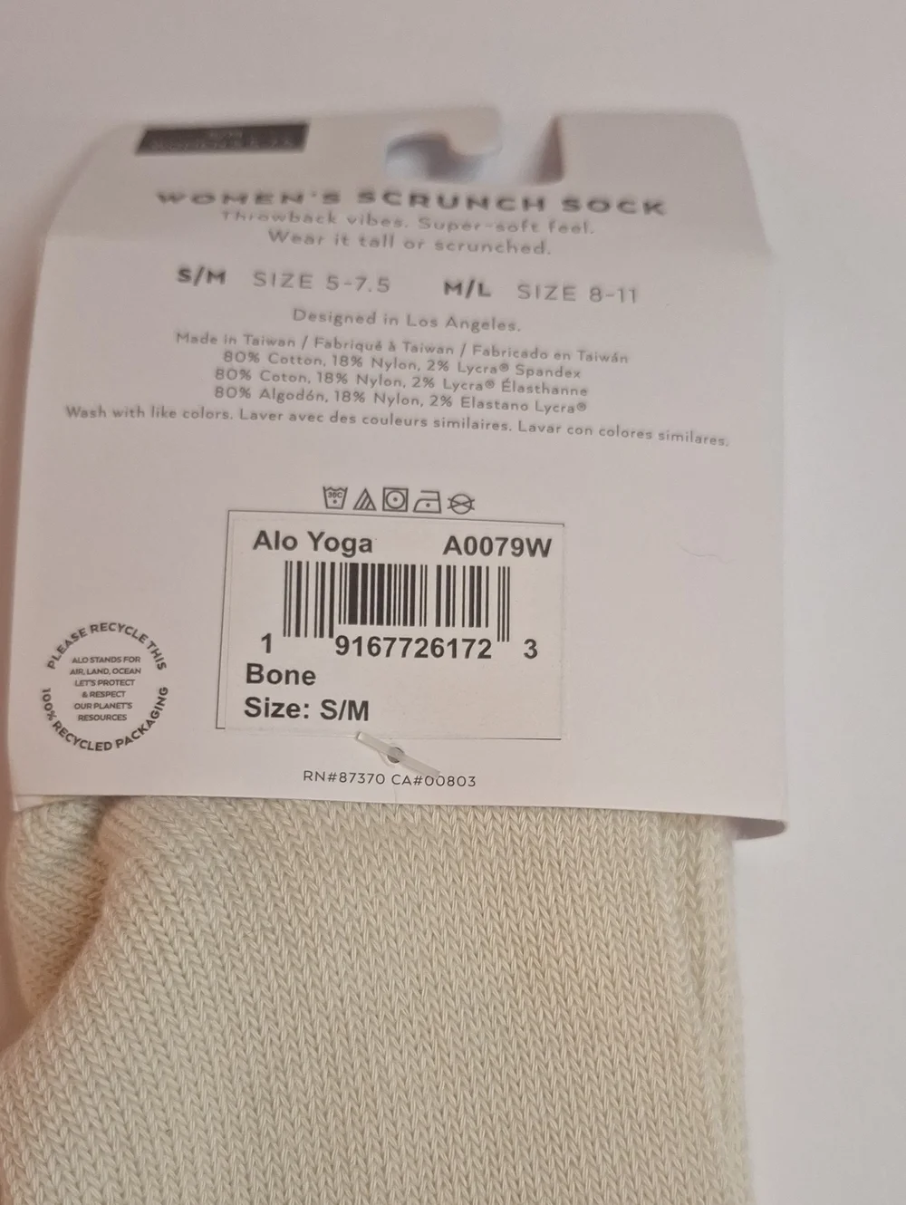 NWT Alo Womens Scrunch  Socks